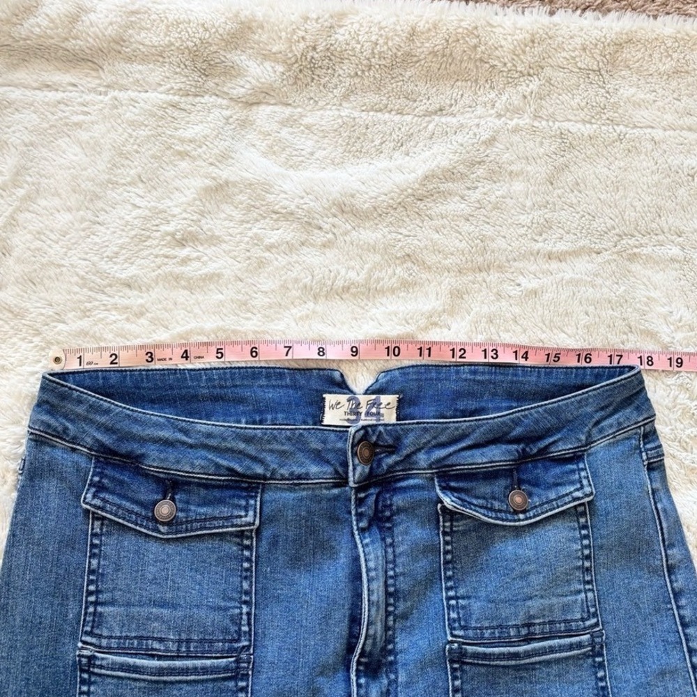 Free People Vintage Wash Denim Wide Leg Flare Jeans - Blue - Picture 6 of 9